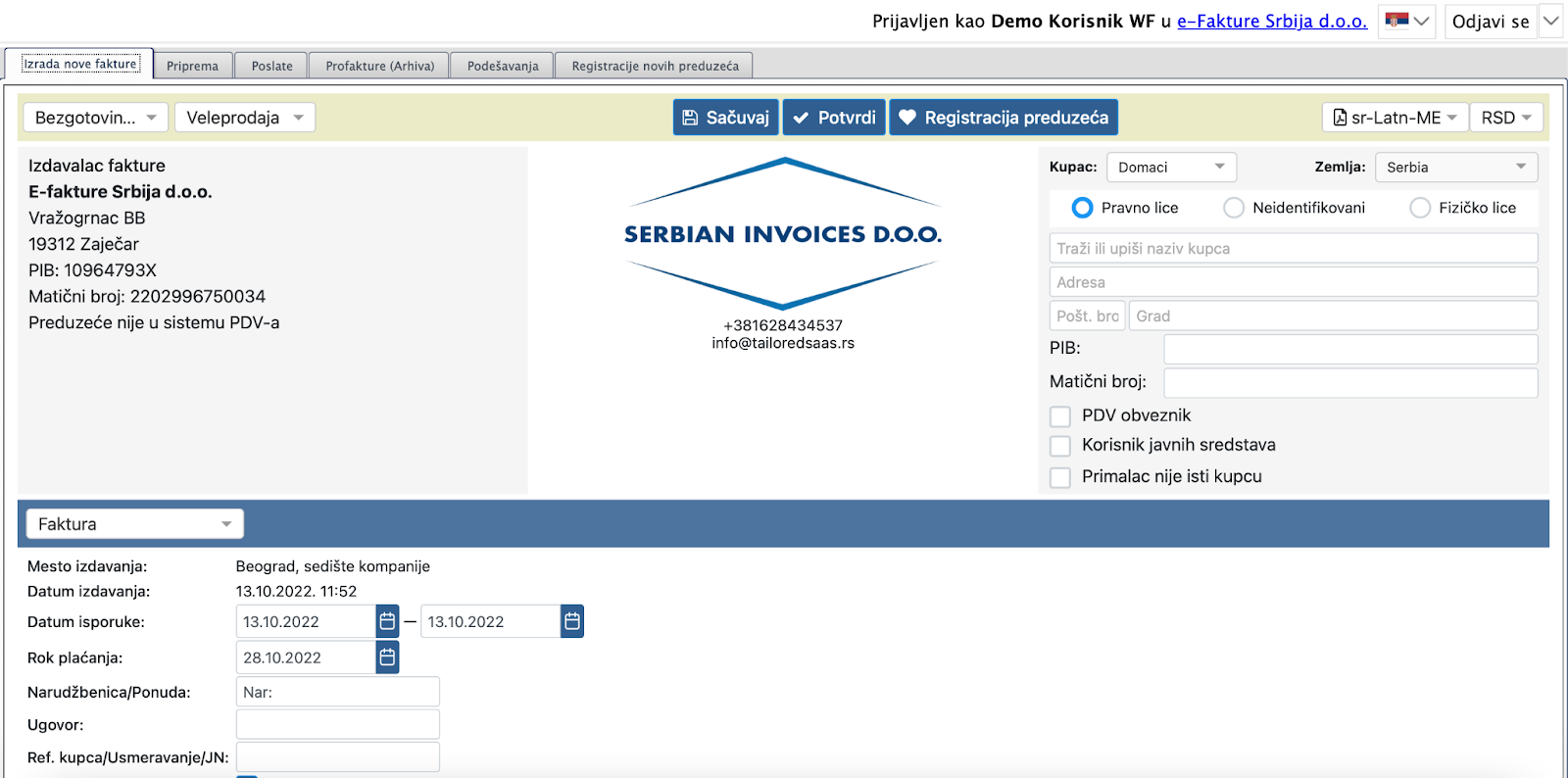 e-invoices.online prezentacija programa za potrebe  e-fakture za paušalce
