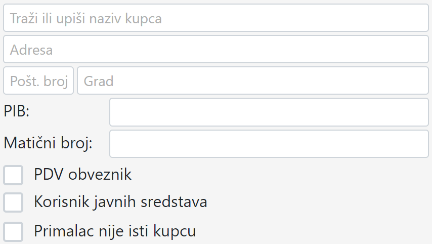 Funkcija automatskog popunjavanja informacija za kupca u e-Invoices Online